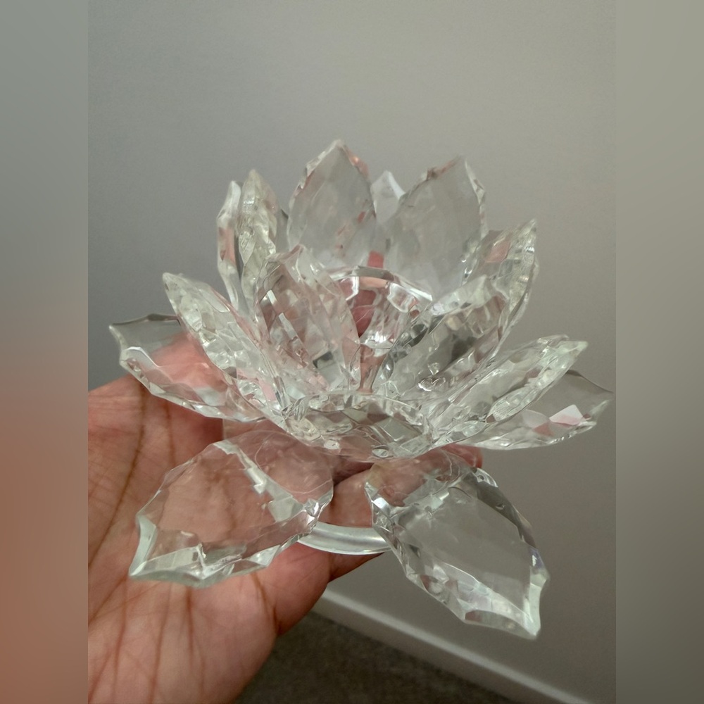 Shannon Crystal Designs Of Ireland Handmade Crystal Lotus Flower Candle Holder